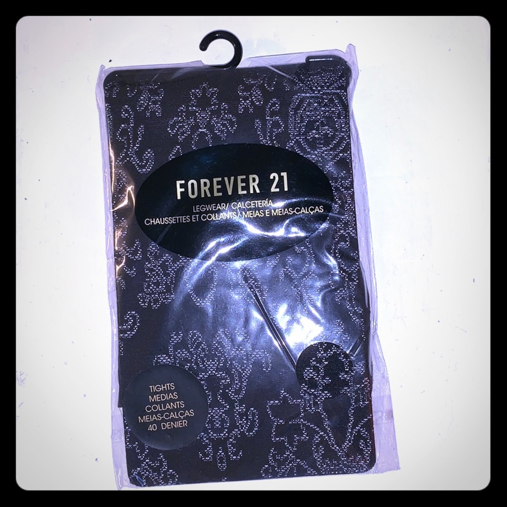 Brand new forever 21 printed black sheer tights.
